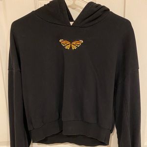 black embroidered butterfly hoodie- garage